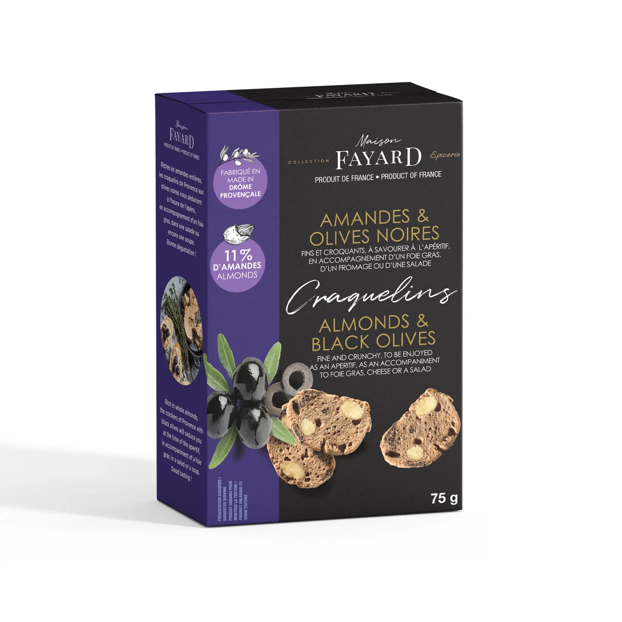 Craquelins Apéro Amandes & Olives Noires Maison Fayard