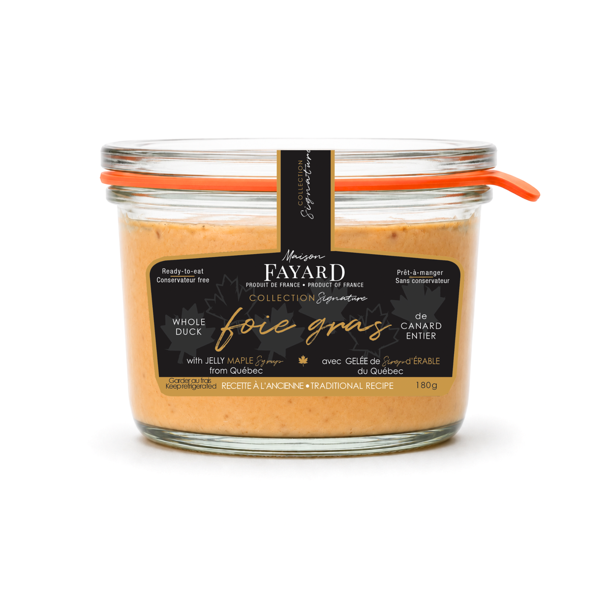 Foie Gras de Canard Entier au Sirop d'Érable du Québec, Mi-Cuit, Bocal 180g