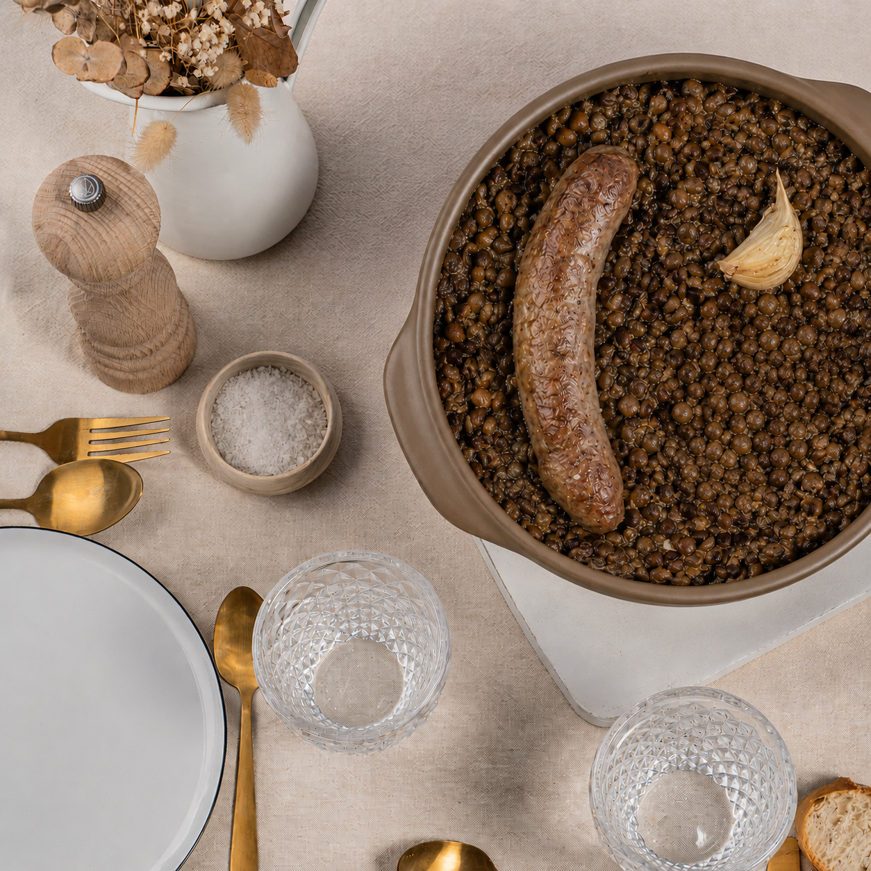 Saucisses de Toulouse et Lentilles