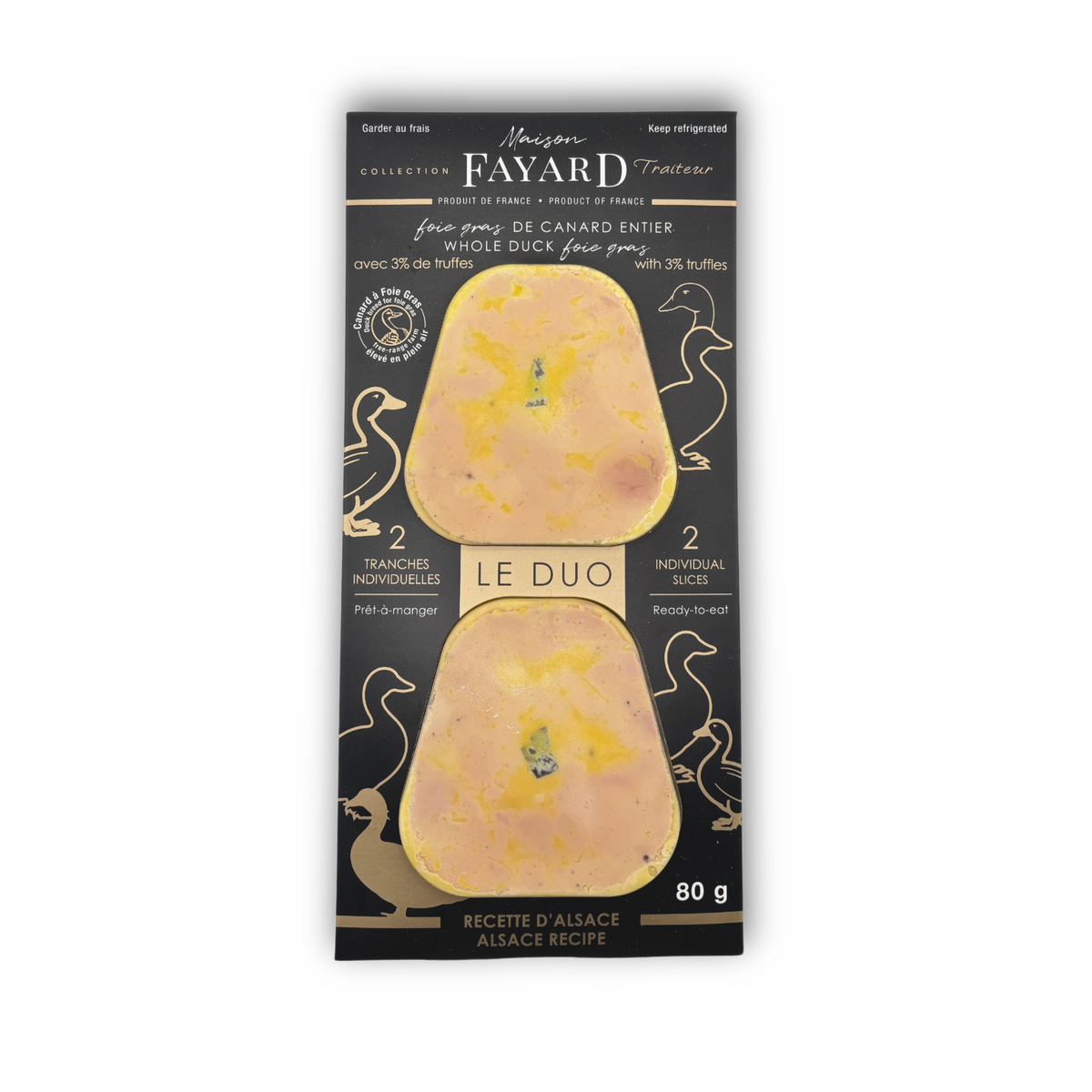 Duo de Foie Gras de Canard Entier d'Alsace aux Truffes, 2 Tranches