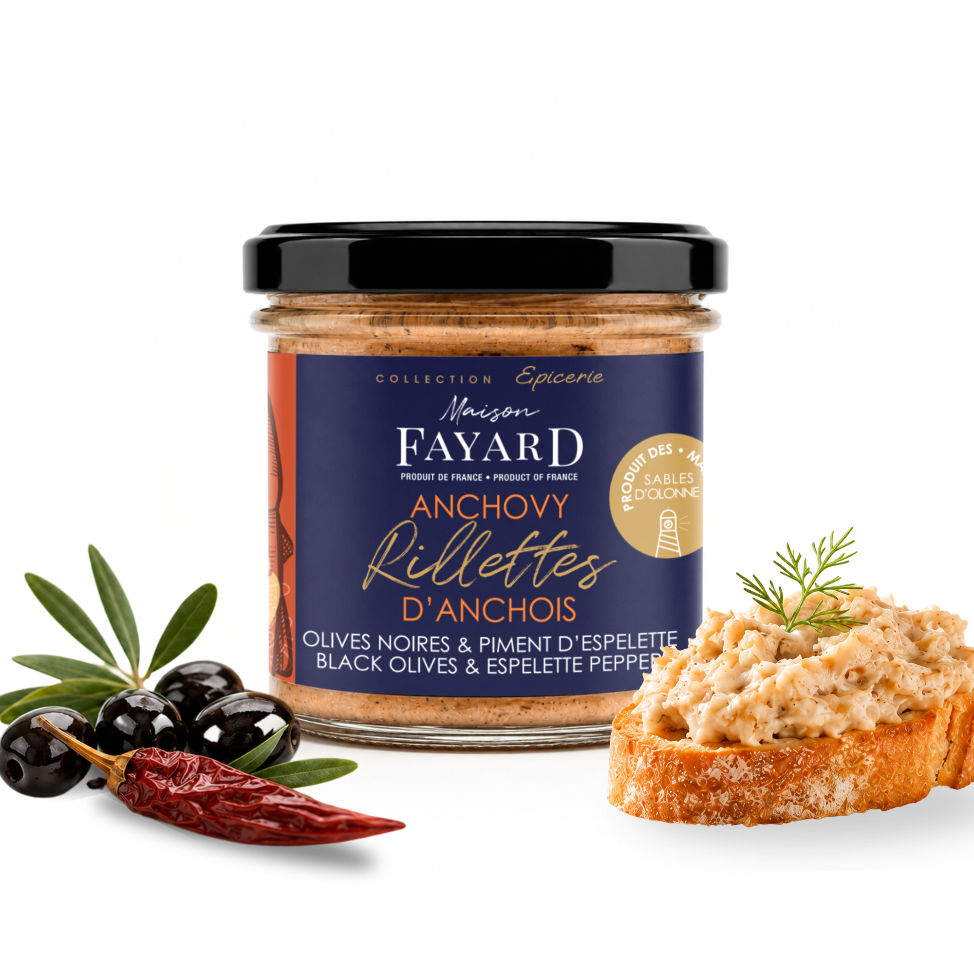 Rillettes d'Anchois Olives Noires & Piment d'Espelette