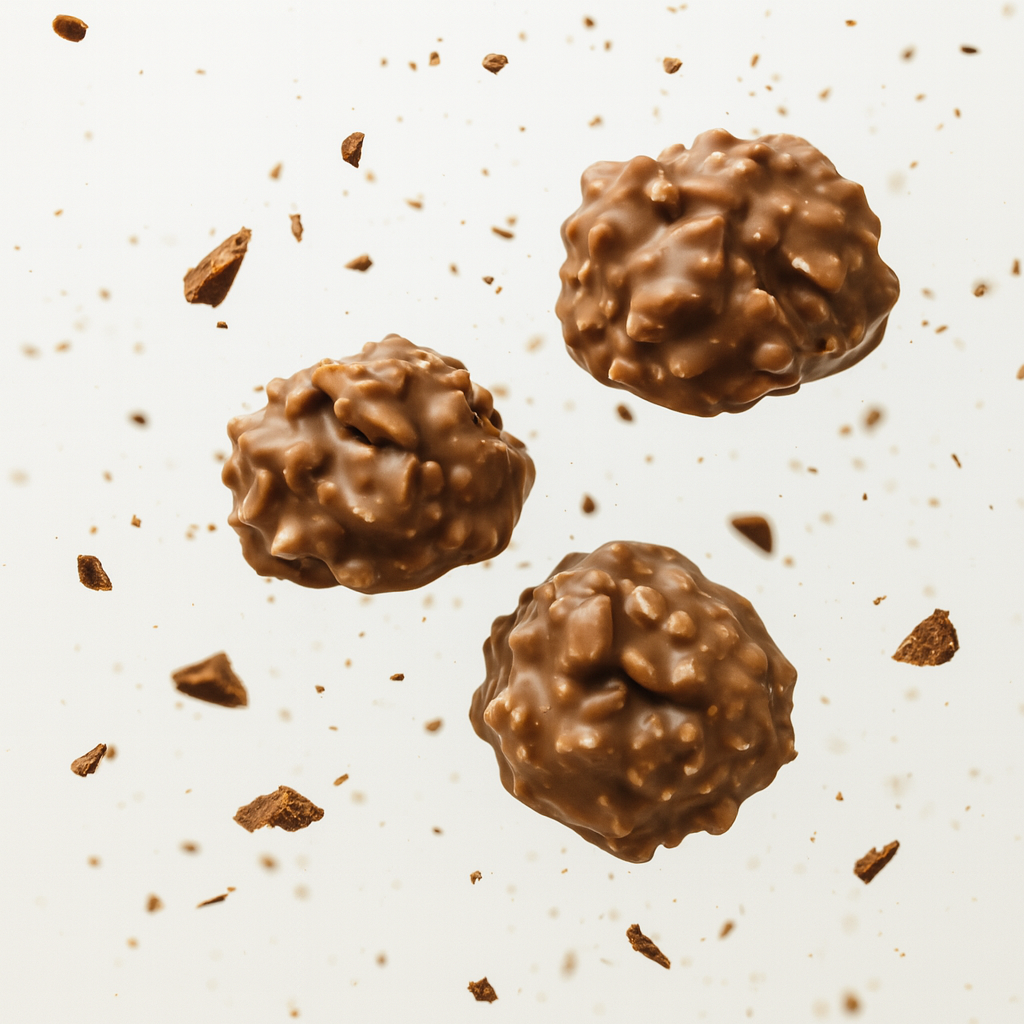 Des Roses des Sables au chocolat au lait, mêlant un chocolat doux et onctueux à de délicates inclusions d’amandes grillées. Une bouchée croustillante, légère et intensément gourmande.