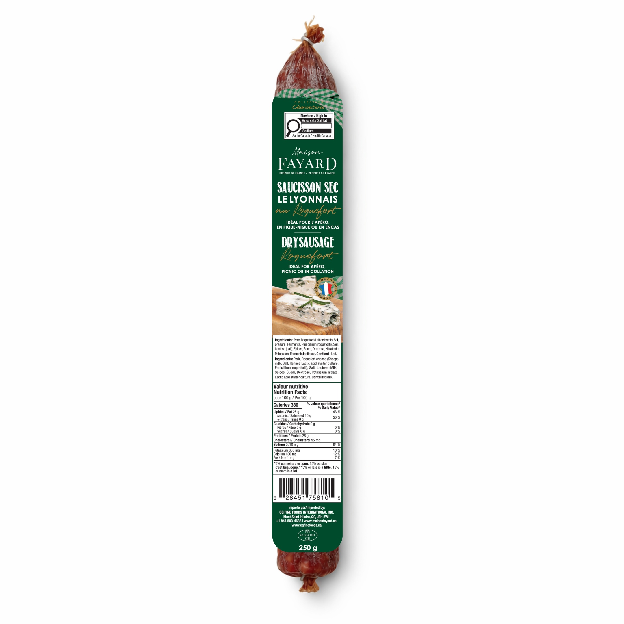 Saucisson Sec au Roquefort Maison Fayard